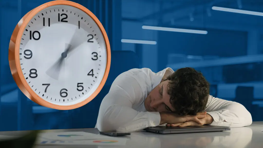 Exhausted worker finishing work